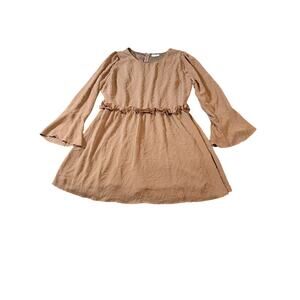 NWOT Chic Soul Size 1X Brown Bell Sleeve Round Neck Blouse Tunic Dress Swiss Dot